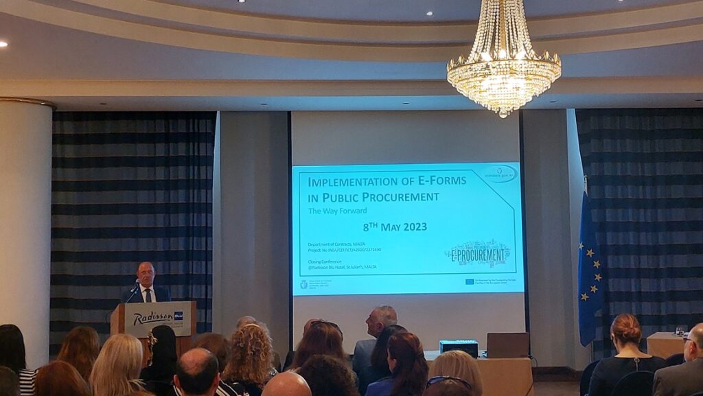 Mr Anthony Cachia addressing the Implementation of eForms in Public Procurement Conference
